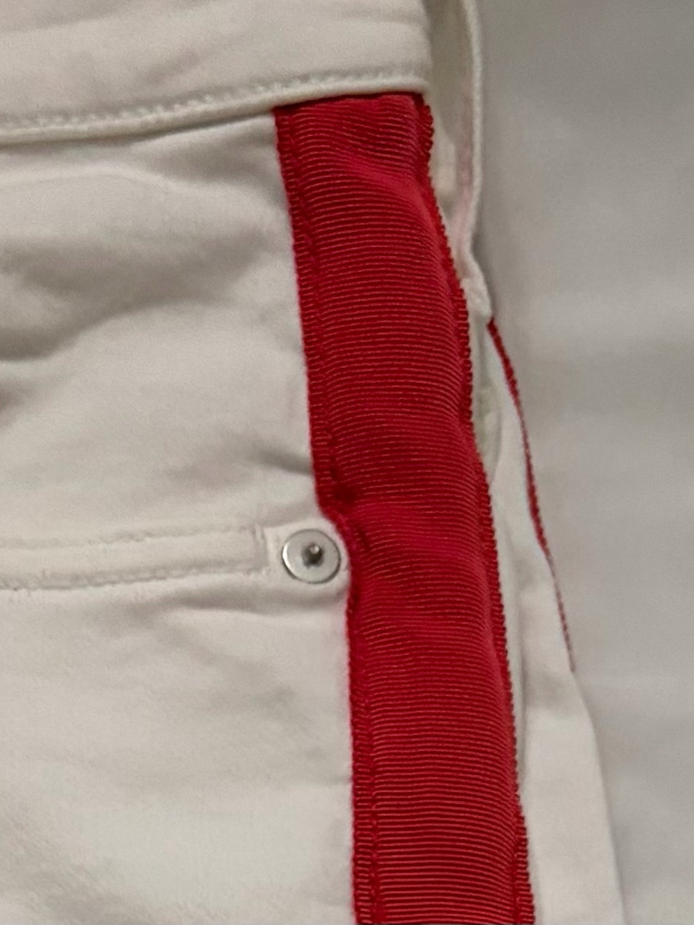Madewell White Slim Straight Jeans Red Side Stripe size 27